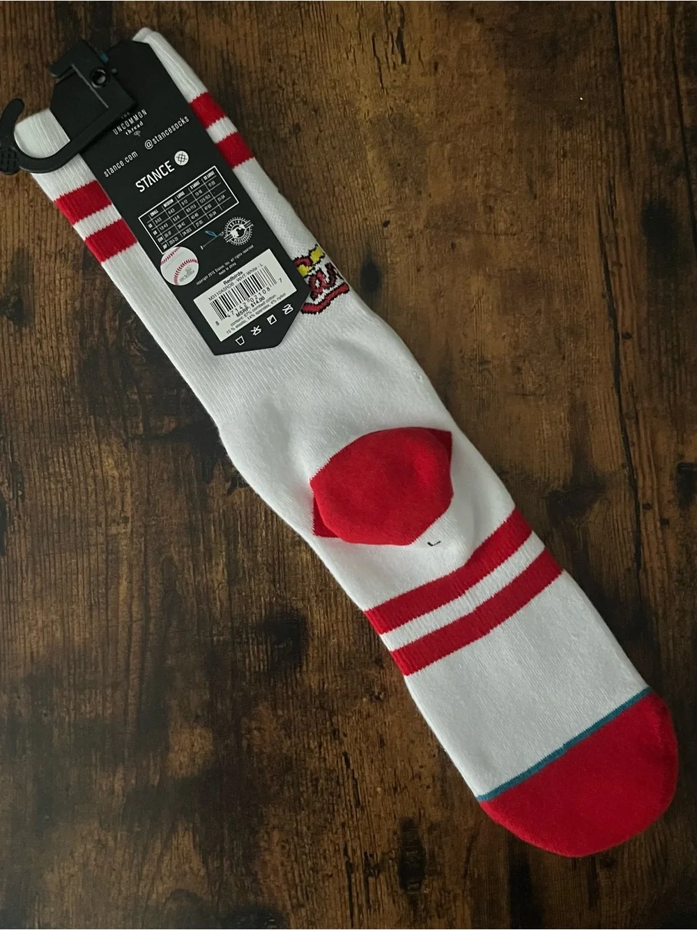 Stance White and Red Crew Socks with Cardinals Logo